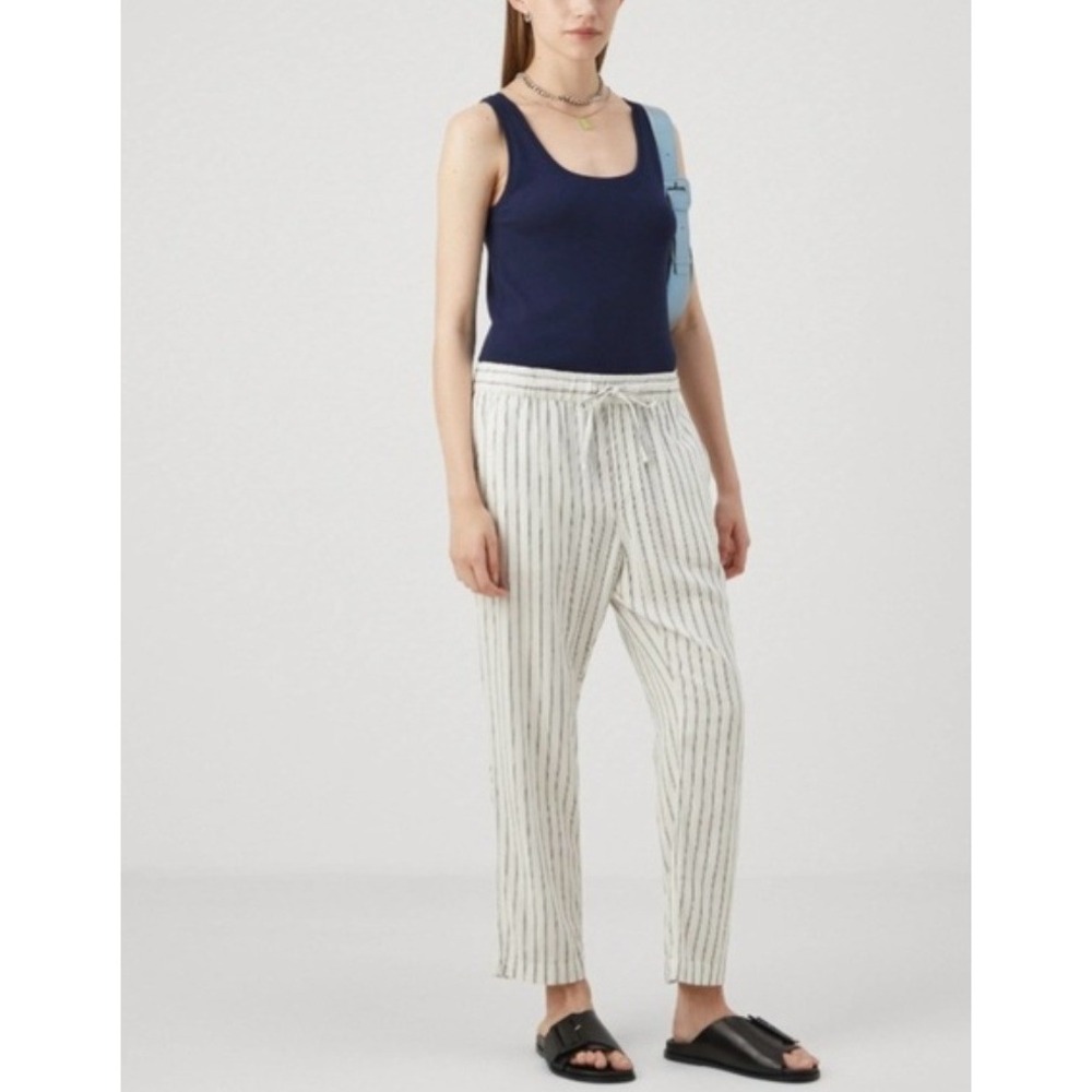 GAP Easy Pant Striped Linen Blend Drawstring Waist Pants Women's Size XL